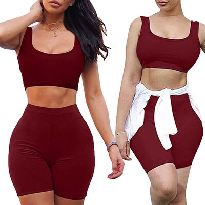 

Women 2 Piece Outfits Sleeveless Crop Top Pants Set Casual Jumpsuit Rompers