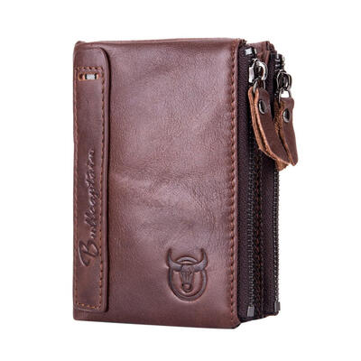 

BULLCAPTAIN Leather Men Wallet Short Pocket Coin Bag Vintage Slim Purse
