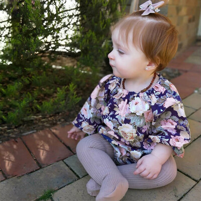 

Infant Baby Girls Long Sleevel Floral Flower Print Jumpsuit Romper Clothes
