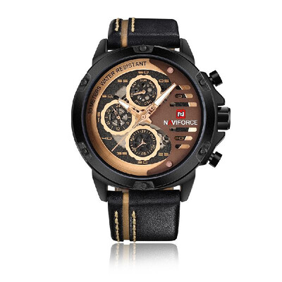 

NAVIFORCE Fashion Casual Quartz Watch 3ATM Water-resistant Men Watches Luminous Genuine Leather Wristwatch Male Relogio Musculino