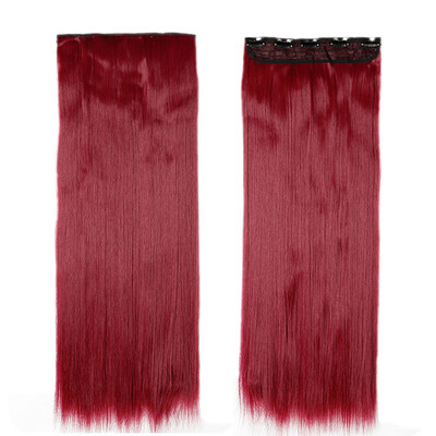 

Synthetic Fiber Clips in on Hair Extension 34 Full Head One Piece 5 Clips Long Silky Straight Curly Wavy