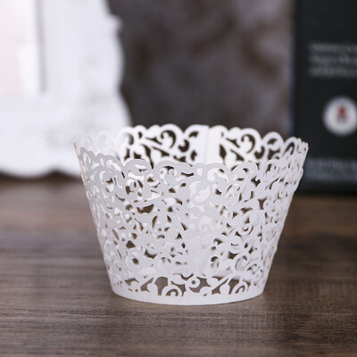 

FUNNYBUNNY Standard Navy Blue Cupcake Wrappers Laser Cut Vine Lace Cupcake Decorative Liners for Party Supplies Thanksgiving