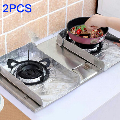 

2Pcs Set Folding Stove Wind Shield Aluminum Foil Oil Splash Screen Paper Cooking