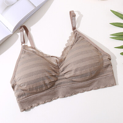 

Sexy Bra Women Lace Striped Bralette Lingerie Underwear Wireless Padded Seamless Bra Ultra Strap Padded Bras for Women
