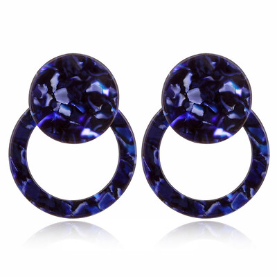 

Ethnic Style Double Round Green Pink Blue Acrylic Acetic Drop Earrings For Women Statement Jewelry