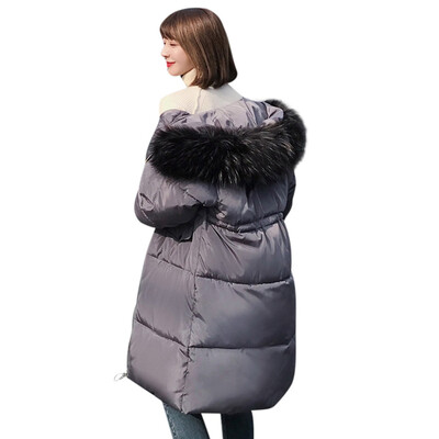 

Toponeto Women Outerwear Coat Long Cotton-padded Jackets Pocket Fur Hooded Coats