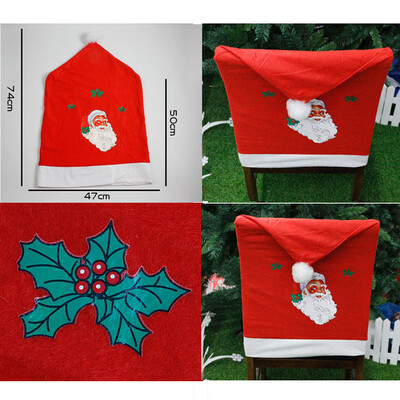 

Tailored 2pc Non-woven Santa Hat Chair Covers Christmas Decor Dinner Xmas Cap Sets Red
