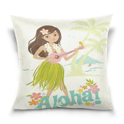 

ALAZA 16 X 16 inch Pillow Case Decorative Cushion Cover Hula Girl Pattern Pillowcase