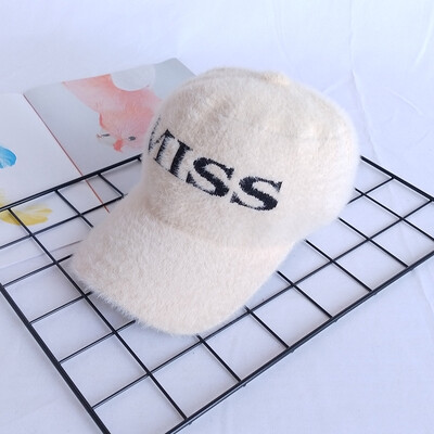 

Plush alphabet cap female winter leisure baseball cap Korean Chao youth duck tongue cap lady autumn&winter warm Korean version