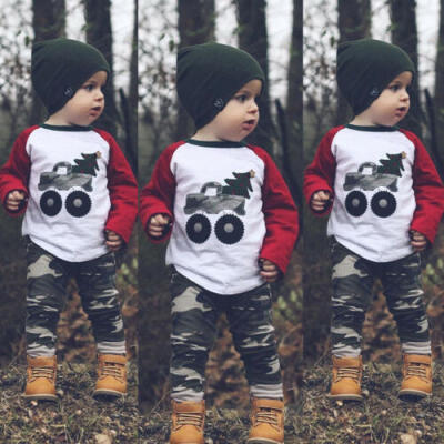 

2Pcs Toddler Infant Kid Baby Boys Camouflage Clothing T-shirt TopsPants Outfits