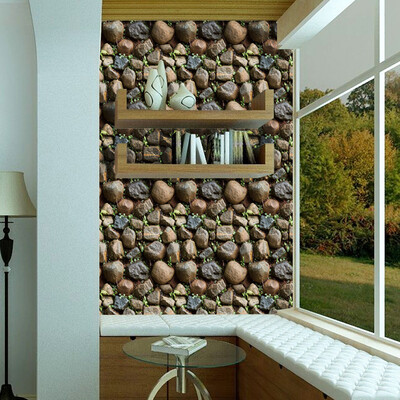 

〖Follure〗3D Wall Paper Brick Stone Rustic Effect Self-adhesive Wall Sticker Home Decor