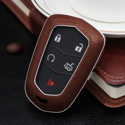 

Top Layer Leather Car Key Case Keychain for Cadillac SRX XTS CTS ATS ATS- Car Key Cover Shell Car Accessorie