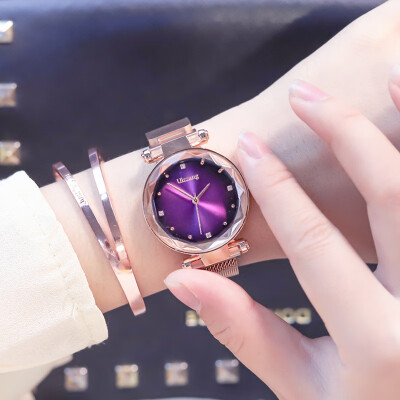 

relogio feminino 2019 Fashion Diamond Ladies Clock Luxury Rose Gold Women Watches Starry Sky Magnet Female Wristwatch for Wife