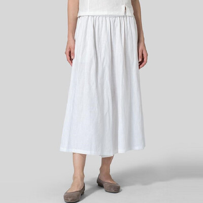 

Tailored Fashion Womens Cotton Linen Blend Pocket Plus Size Wide Leg Casual Pants