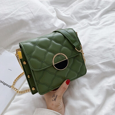 

Lingge chain bag chic texture rivet womens new 2019 casual small square shoulder bag Messenger bag