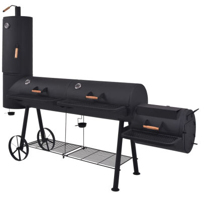 

BBQ Charcoal Smoker with Bottom Shelf Black Heavy