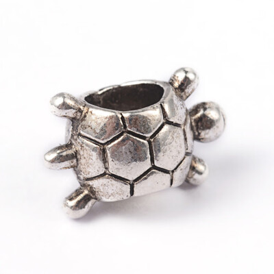 

Tibetan Style Alloy European Beads Large Hole Tortoise Beads Cadmium Free & Lead Free Antique Silver 125x8x7mm Hole 5mm