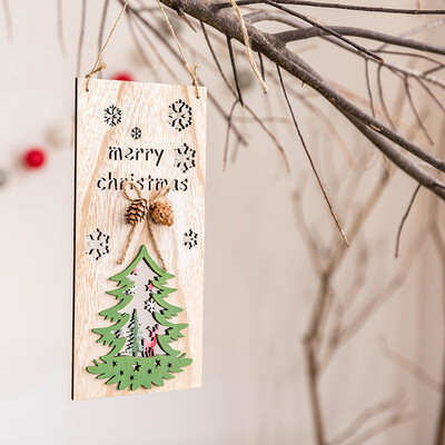 

〖Follure〗Christmas Wooden Door Hanging Decor Xmas Tree Closet Hollow Pendant Ornament