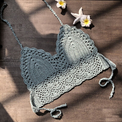 

Women Crochet Bralette Bra Summer Boho Beach Bikini Halter Cami Tank Crop Top