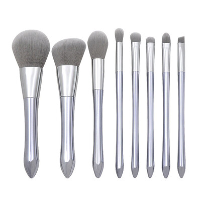 

Toponeto 8 Pcs Moonlight Silver Small Pretty Waist Handle Loose Stucco Makeup Brush Set