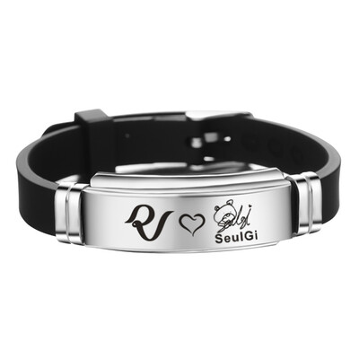 

Kpop Red Velvet Bracelet Wristband Stainless Steel Red Velvet Signature Silicone Bracelet Fashion Jewelry