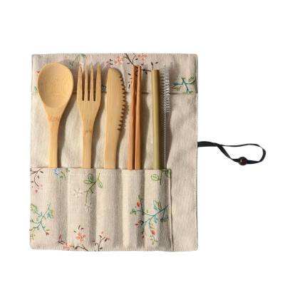 

Toponeto Portable Bamboo Cutlery Travel Eco-friendly Fork Spoon Set Include Reusable Bamb