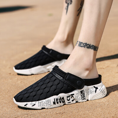 

Summer slippers mens skid-proof Korean fashion hole shoes wrapped head soft sole half-slipper fashion wearing beach sandals