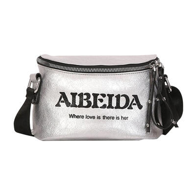 

Letter Print Shoulder Bags Unisex PU Leather Zip Pack Crossbody Handbags
