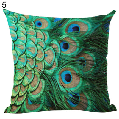 

Peacock Linen Throw Pillow Case Cushion Cover Sofa Bed Car Cafe Office Decor