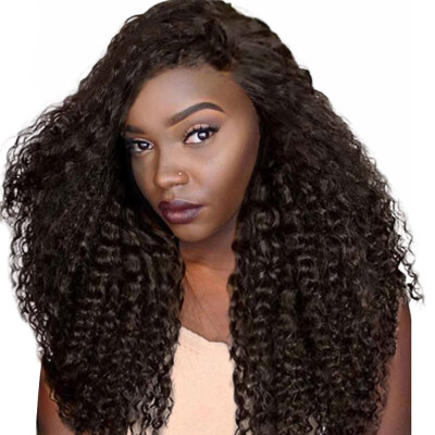 

Gobestart Women Black Brazilian Short Wavy Curly Parting High Temperature Fiber Wig Hair