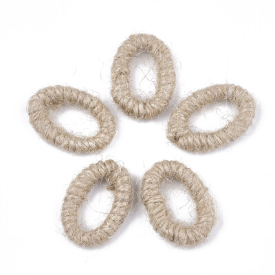 

Handmade Woven Linking Rings Hemp Cord Covered with Plastic Oval BurlyWood 2830x1920x46mm Inner Measure 1819x10mm