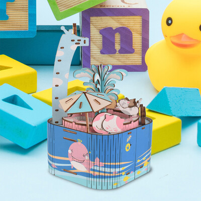 

DIY Music Box Puzzle 3D Wood Model Puzzle Kits Rotating Craft Kits Unique Gift Toy for Girls