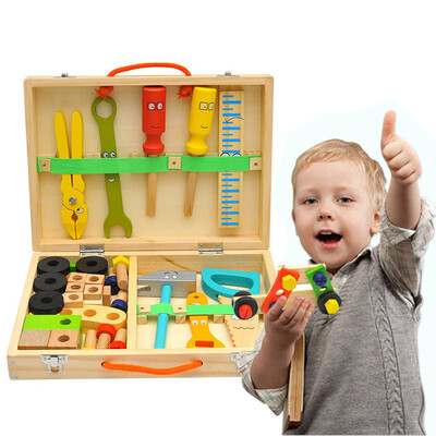 

Siaonvr Wooden Tool Toys Pretend Play Toolbox Accessories Set Educational Construction