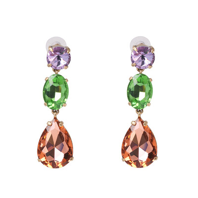 

High Quality Crystal Round Water Drop Ceometric Dangle Earrings Rhinestone Earrings Fashion Wedding Jewelry women Brincos 2019
