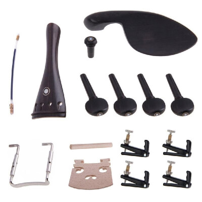 

Violin Parts Tailpiece Pegs Chinrest Maple Bridge Endpin Tunerc Tail Gut Accessory Set for 44 Ebony Violin