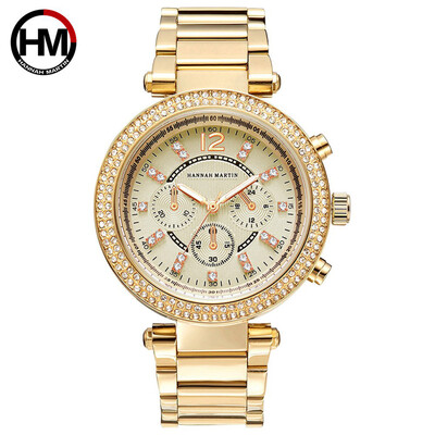 

RM Fashion Diamond Three Eye Six Digit Digital Scale Ladies Steel Belt Quartz Watch
