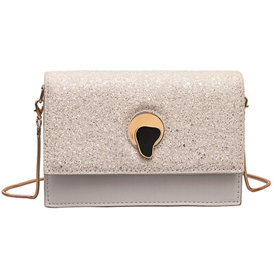 

Fashion Women Glitter Sequined Faux Leather Flap Square Crossbody Shoulder Bag