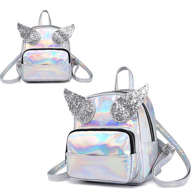 

New Fashion Women Holographic Laser Backpacks Glitter Power Shining Wings Backpack Girl Shoulder Bag