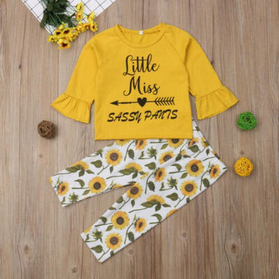 

Cute Toddler Kids Baby Girls Floral Top T-shirt Pants Leggings Outfit Clothes US