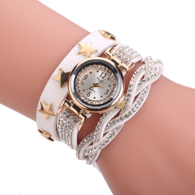 

Best selling new sloggi punk rivet womens watch full diamond winding five-pointed star quartz watch a generation