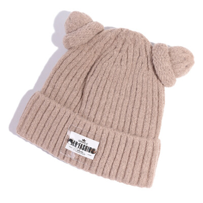 

Hat lady autumn&winter cute hundred tied wool hat Korean letter paste cold hat students warm knitted hat