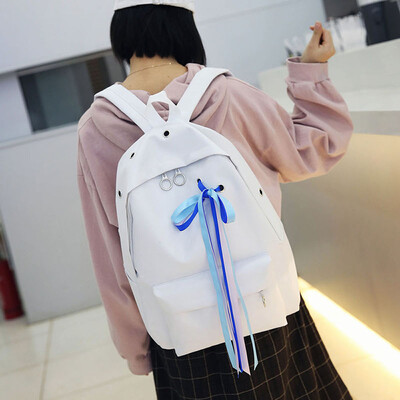 

Tailored Women Vintage Ribbons Canvas Backpack School Satchel Travel Hiking Book Bag BK
