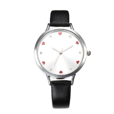 

Women Fashion Simple PU Leather Band Watch Lady Love Heart Shape Time Quartz Wrist Watch