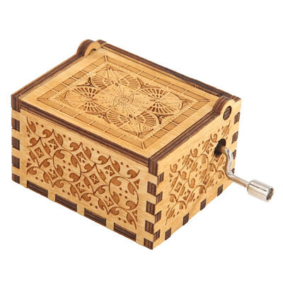 

Retro Exquisite Wooden Hand Cranked Music Box Home Crafts Ornaments Gifts