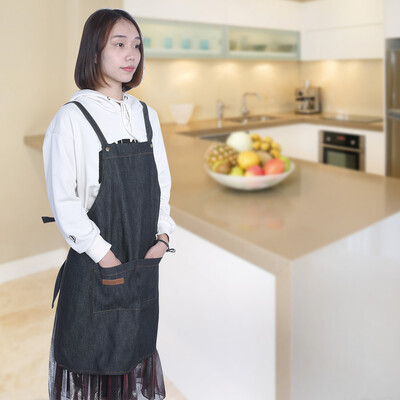 

Greensen Denim Apron Baker Kitchen Restaurant Coffee Work Uniform with Front Large PocketsApron Kitchen Apron