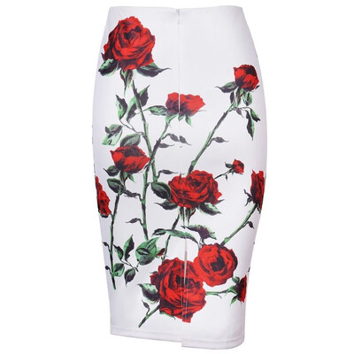 

Sexy Women Vintage 60s High Waist Stretch Bodycon Dress Floral Midi Pencil Skirt