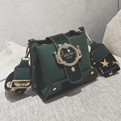 

Bag female 2019 new wave Korean fashion personality ring matte wild wide shoulder strap shoulder slung bucket bag