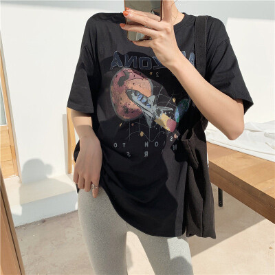 

Black T Shirt Women Clothes Mission To Mars Spacecraft Print Arizona Cotton Top T-Shirt