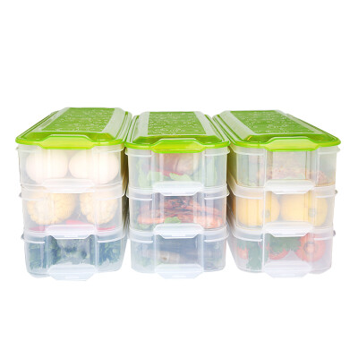 

Rice on the refrigerator storage box transparent fresh-keeping sealed box egg fruit food storage box rectangular 3 layer 1 cover set MS016