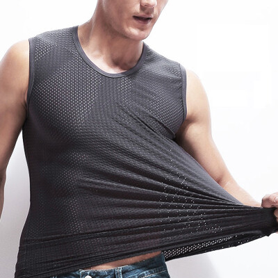 

Men Sexy Mesh T-shirt Gym Training Fish Net Tank Top Vest Breathable Club Wear